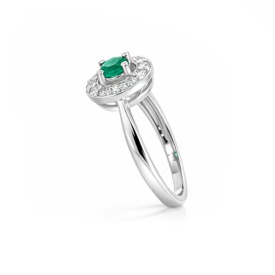 Sterling Silver Emerald & White Topaz Ring