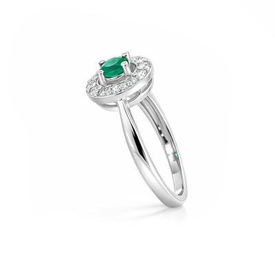 Sterling Silver Emerald & White Topaz Ring