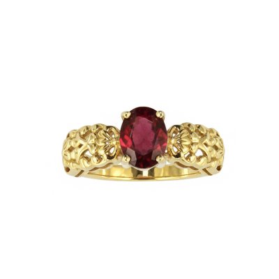 Sterling Silver Ruby Ring Over 18K Yellow Gold Plated
