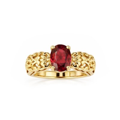 Sterling Silver Ruby Ring Over 18K Yellow Gold Plated