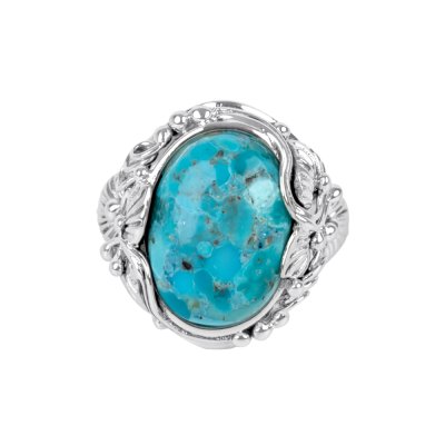 Sterling Silver Turquoise Leaf Ring
