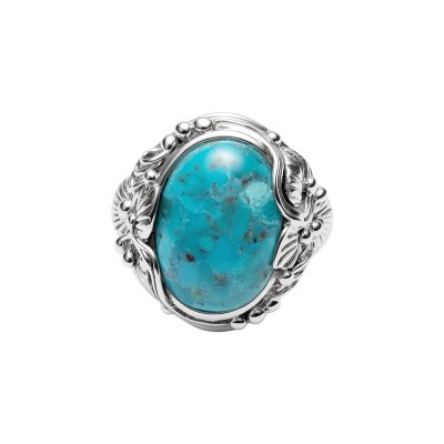 Sterling Silver Turquoise Leaf Ring