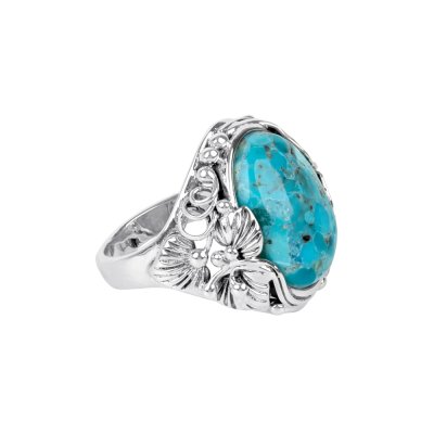 Sterling Silver Turquoise Leaf Ring