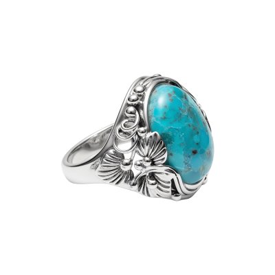 Sterling Silver Turquoise Leaf Ring