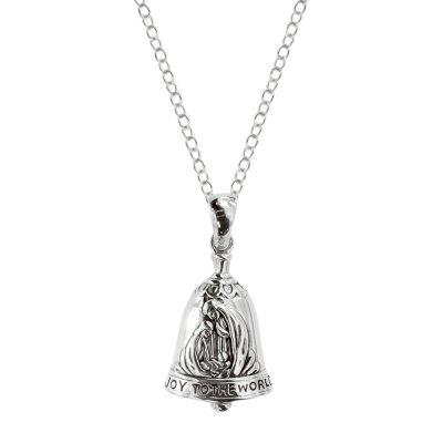Sterling Silver Nativity Bell Pendant With Chain 18 Inches