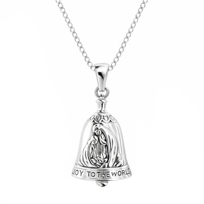 Sterling Silver Nativity Bell Pendant With Chain 18 Inches