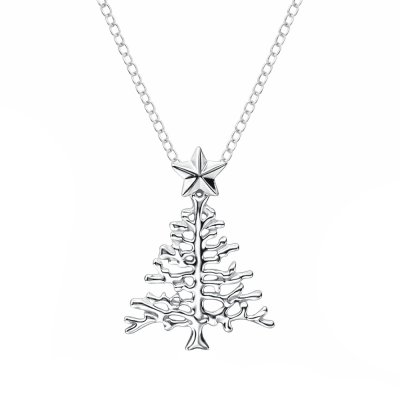 Sterling Silver Christmas Tree With Chain 18 Inches