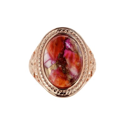 Copper Pink & Orange Spiny Oyster Shell Ring