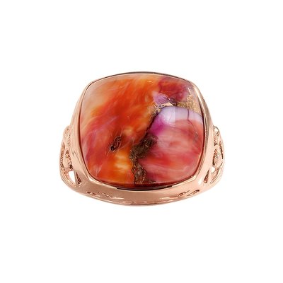 Copper Pink & Orange Spiny Oyster Shell Ring