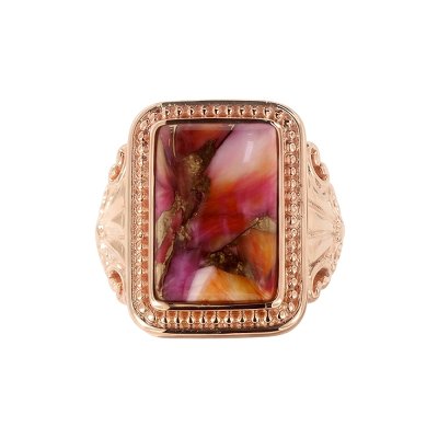 Copper Pink & Orange Spiny Oyster Shell Ring