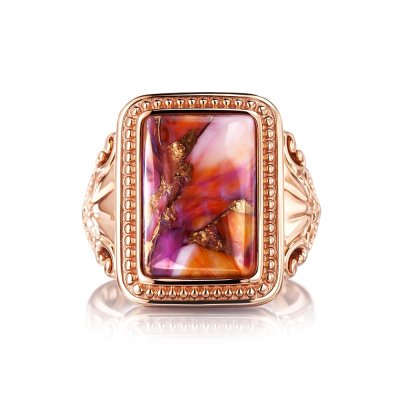 Copper Pink & Orange Spiny Oyster Shell Ring