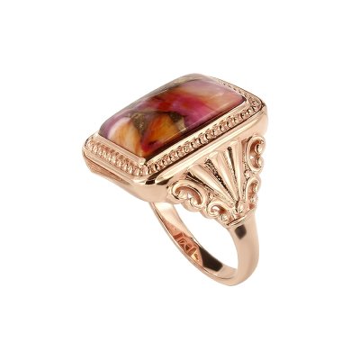 Copper Pink & Orange Spiny Oyster Shell Ring