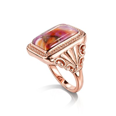 Copper Pink & Orange Spiny Oyster Shell Ring