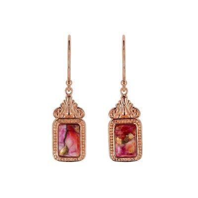 Copper Pink & Orange Spiny Oyster Shell Earrings