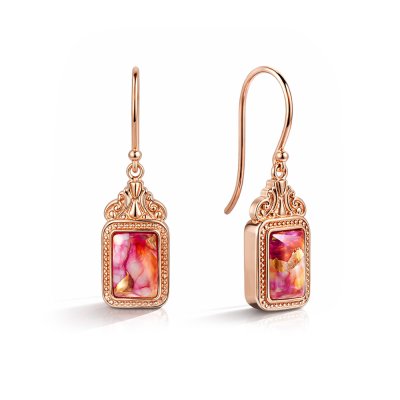 Copper Pink & Orange Spiny Oyster Shell Earrings