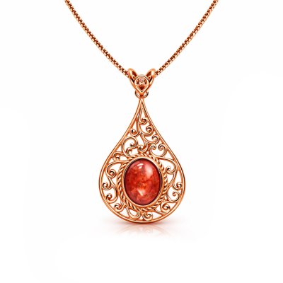 Sunstone Copper Pendant With Chain 18+2 Inch Necklace