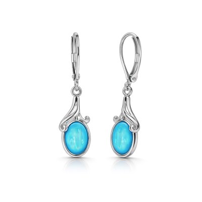 Blue Paraiba Opal Rhodium Over Brass Earrings