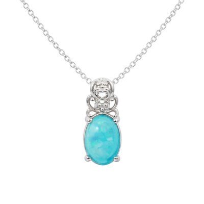 Blue Paraiba Opal Rhodium Over Brass Pendant With Chain 18+2 Inch