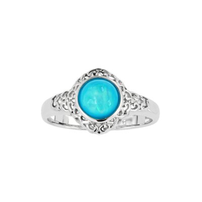 Blue Paraiba Opal Rhodium Over Brass Ring