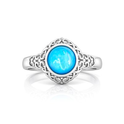 Blue Paraiba Opal Rhodium Over Brass Ring