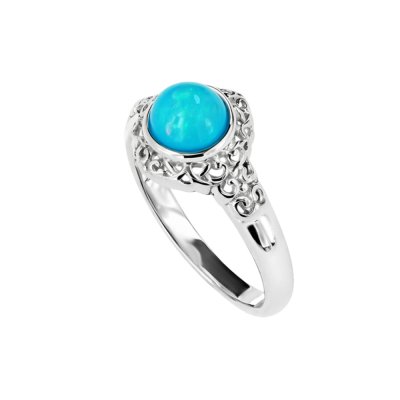 Blue Paraiba Opal Rhodium Over Brass Ring