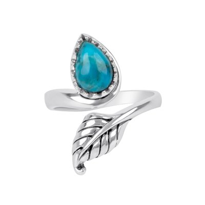 Sterling Silver Turquoise Leaf Ring