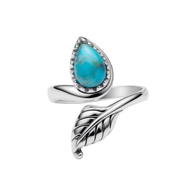 Sterling Silver Turquoise Leaf Ring