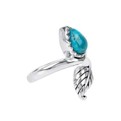 Sterling Silver Turquoise Leaf Ring