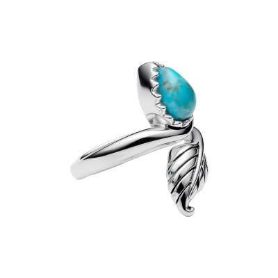 Sterling Silver Turquoise Leaf Ring