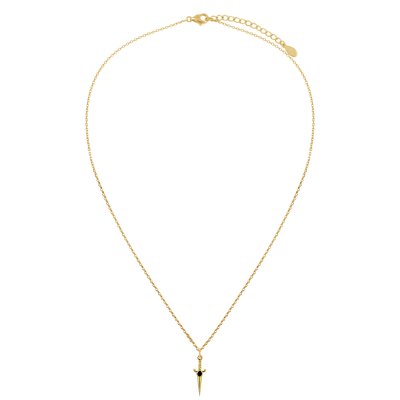 Dagger Black Onyx 18K Yellow Gold Over Sterling Silver Pendant Necklace