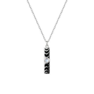 Rainbow Moonstone Sterling Silver Pendant Necklace