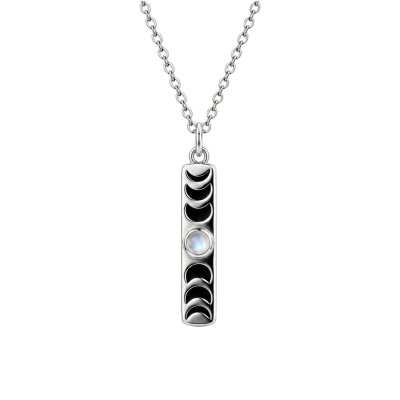 Rainbow Moonstone Sterling Silver Pendant Necklace