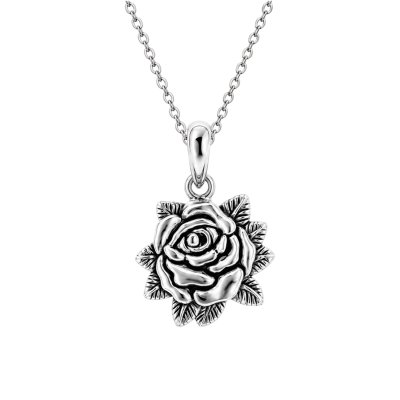 Sterling Silver Rose Pendant Necklace