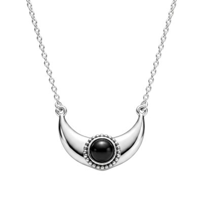 Black Onyxe Sterling Silver Moon Neckalce