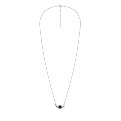 Black Onyxe Sterling Silver Moon Neckalce