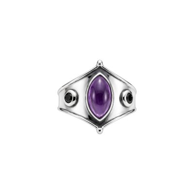 Amethyst & Black Onyx Sterling Silver Ring
