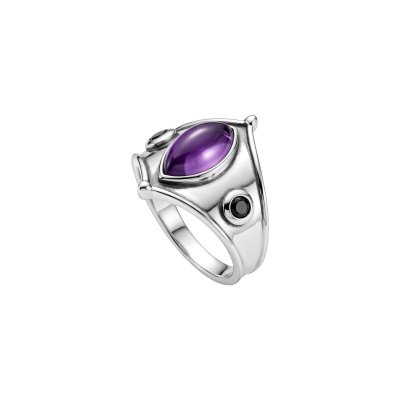 Amethyst & Black Onyx Sterling Silver Ring