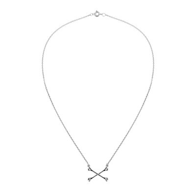 Sterling Silver Cross Bone Necklace