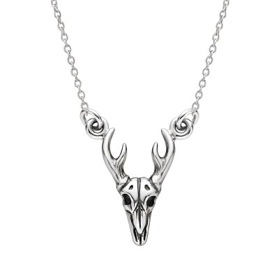Sterling Silver Roe Deer Skull Necklace