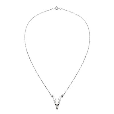Sterling Silver Roe Deer Skull Necklace