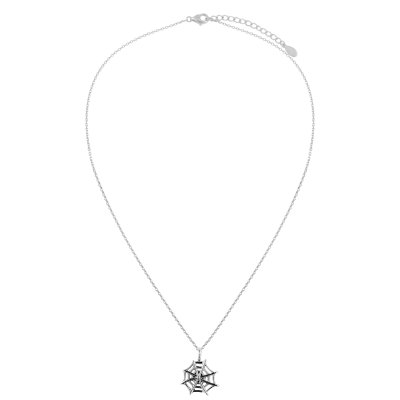 Sterling Silver Spider Web Pendant Necklace