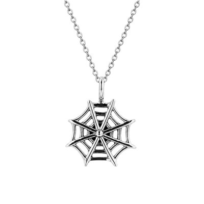 Sterling Silver Spider Web Pendant Necklace
