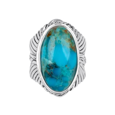 Sterling Silver Turquoise Leaf Ring