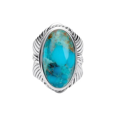 Sterling Silver Turquoise Leaf Ring