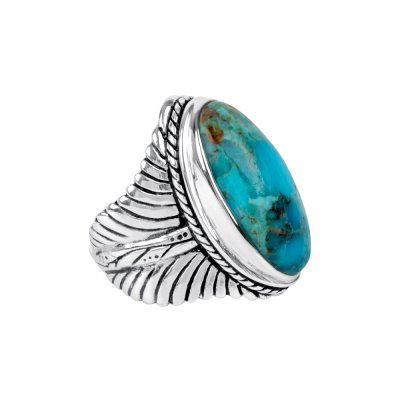 Sterling Silver Turquoise Leaf Ring