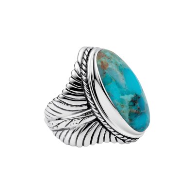 Sterling Silver Turquoise Leaf Ring