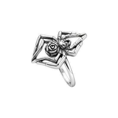 Sterling Silver Spider and Rose Ring