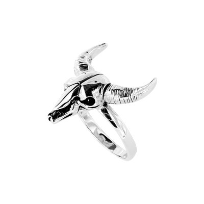 Sterling Silver Bull Skull Ring