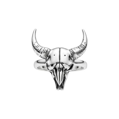 Sterling Silver Bull Skull Ring