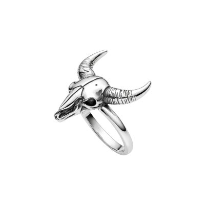 Sterling Silver Bull Skull Ring